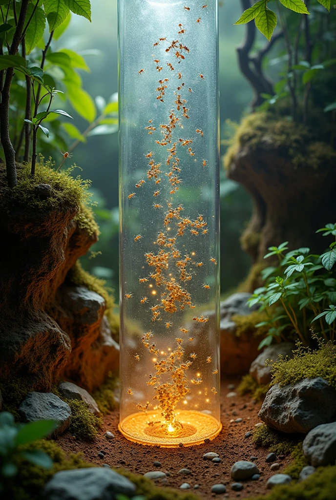 Zoo ant terrarium with hm Ant elevator in transparent air compression tube inside the terrarium