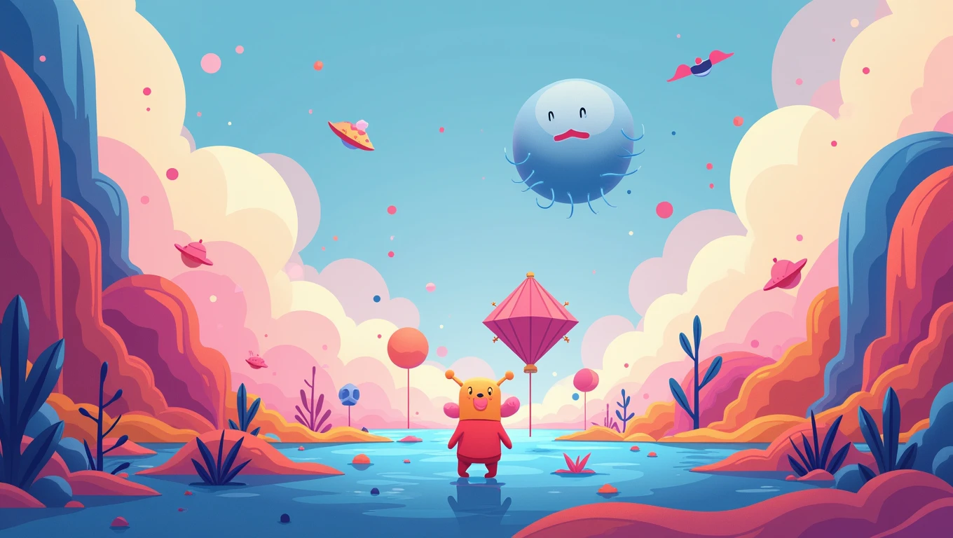 Generate an illustration as close as possible to the image, same concept and objects found in the image, same colors but now more animated and minimalist