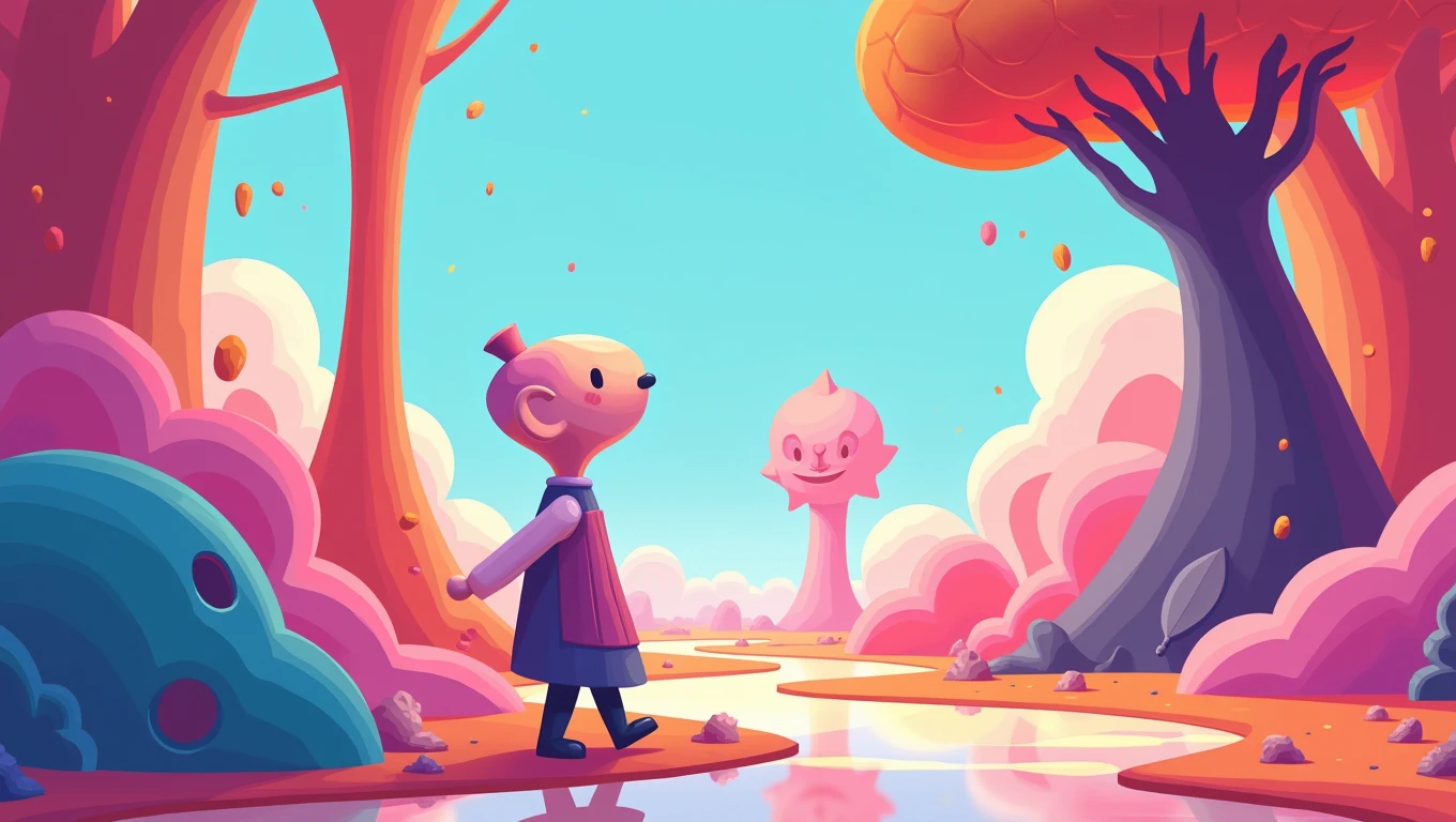 Generate an illustration as close as possible to the image, same concept and objects found in the image, same colors but now more animated and minimalist 