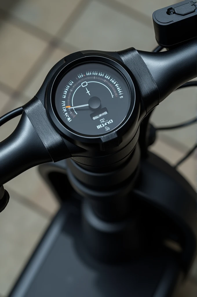 Fully black coloured cellotap covered on a TV's wego scooter on its meter