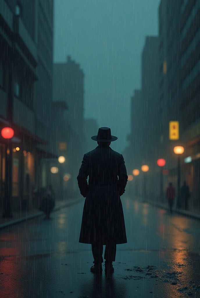 Man in the rain with his back turned