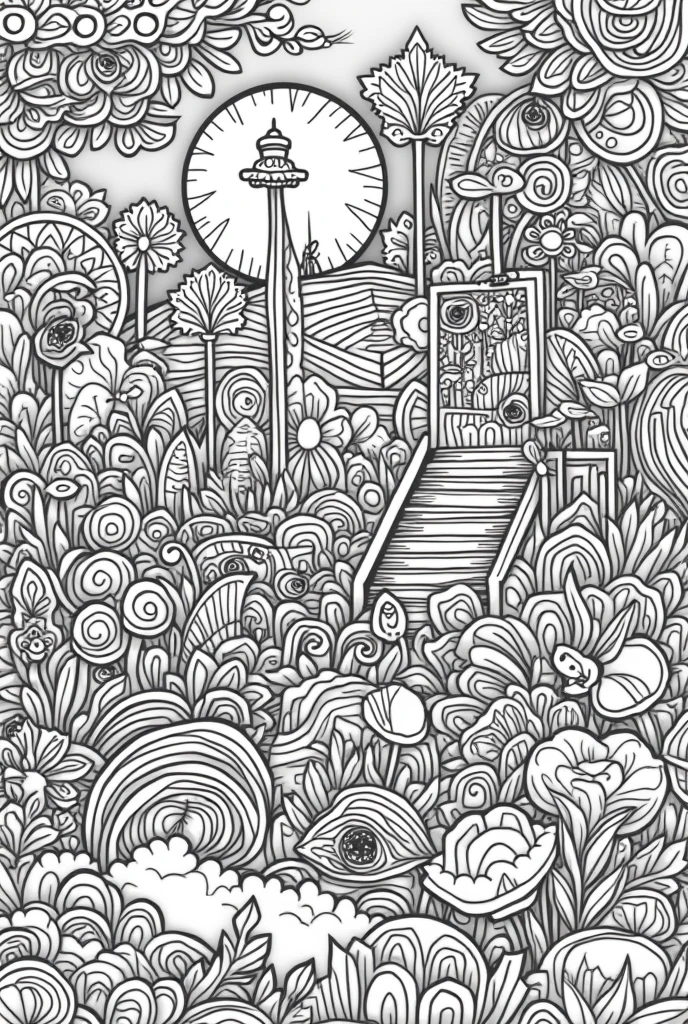 Commercial coloring book pages for adults black and white high details different types of images