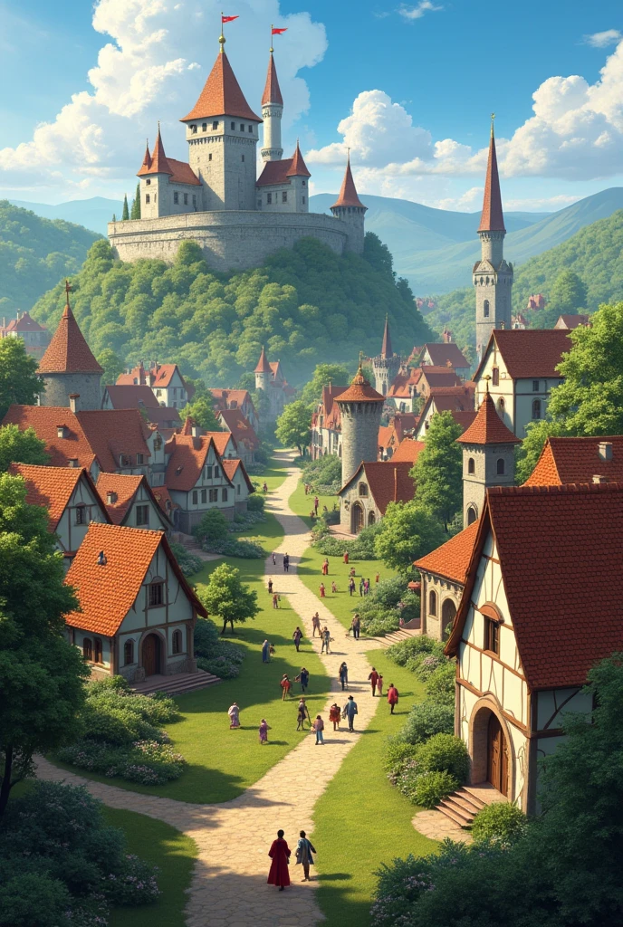 (photorealism:1.2), The land and the citizens in the medieval era are happy and the bad ones leave.