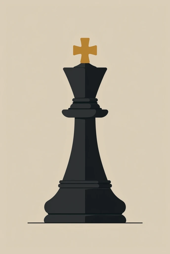 Forma: "Simplify shapes, remove detailed rings and pendants."
Cores: "Use a limited color palette, primarily black and a soft gold."
Símbolo: "Stylize and simplify the cross symbol."
Textura: "Minimize shadows and highlights for a clean, flat look."
Design: "Focus on the basic form of the chess piece without additional embellishments.