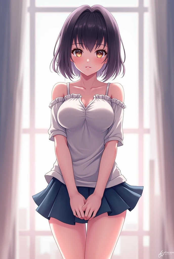 anime girl, from anime Mai Sakurajima , with short skirt and very beautiful body, big boobs and more Mai Sakurajima