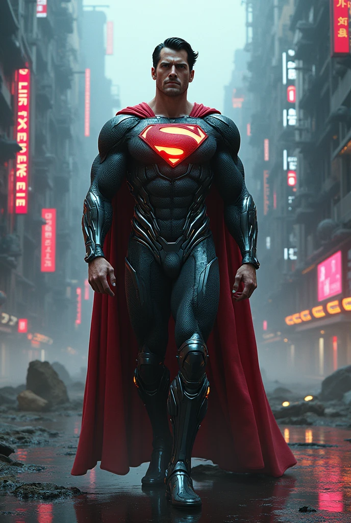 super man ,cyberpunk , technology, sci-fi