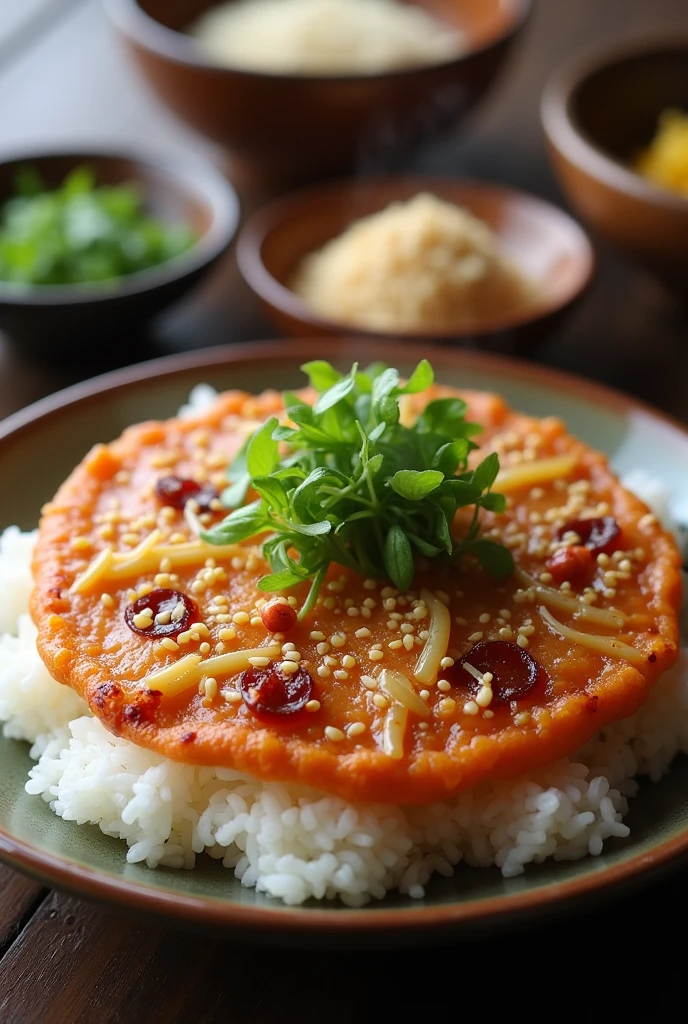 Natto pizza rice