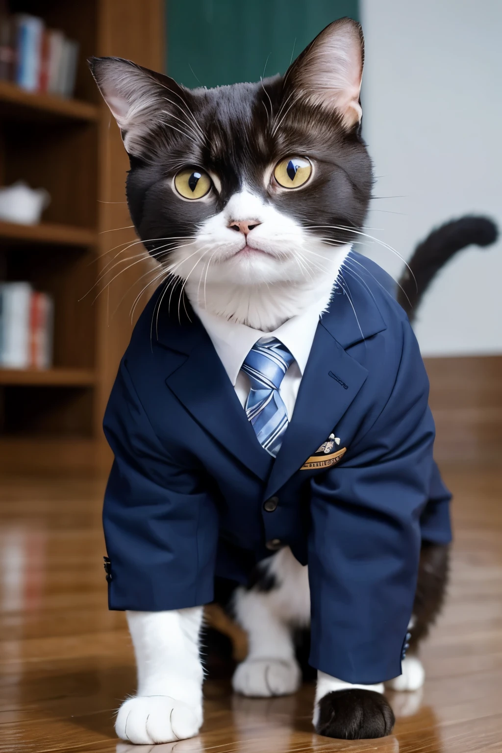 A cat wearing a suit Well-built
