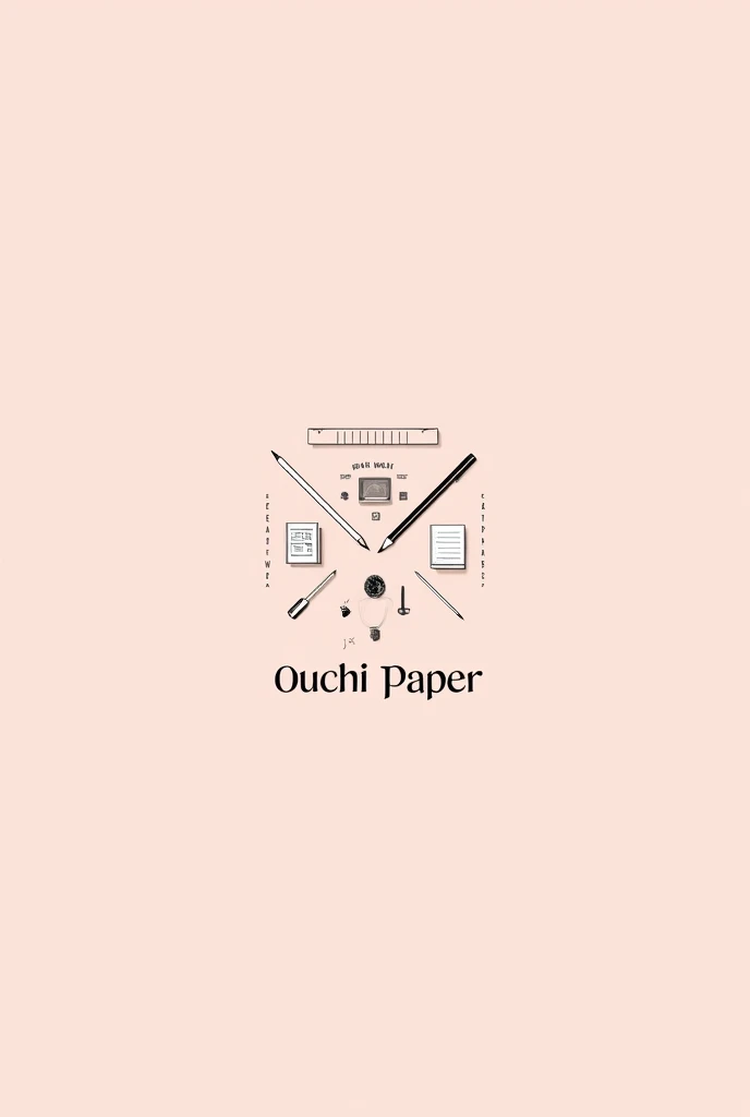 Stationery Logo
With the name Ouchi Paper
With some stationery items, pink background