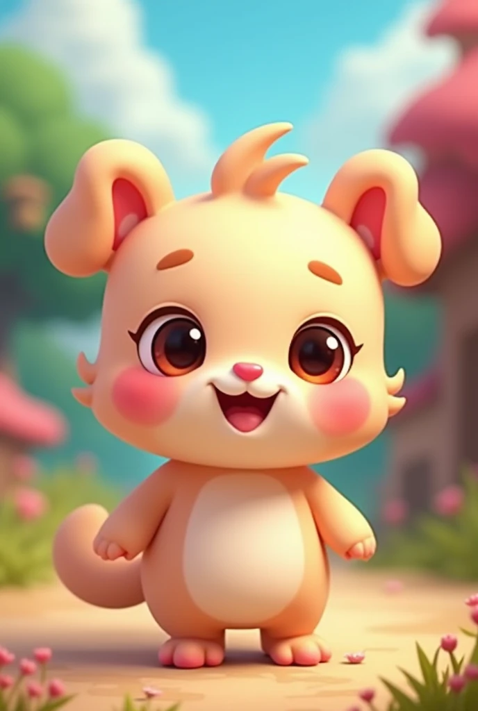 Cute with a bright smile,big eyes,Little mouth,Cartoon