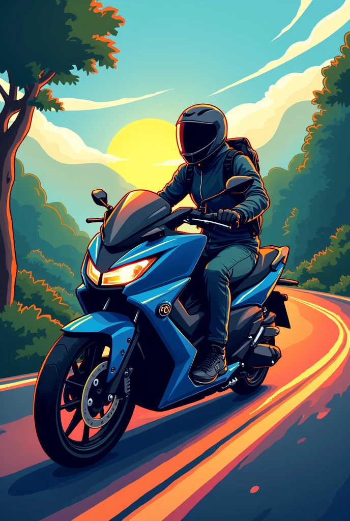 CREATE A PROFILE LOGO FOR AN INSTAGRAM ABOUT TRAVEL AND ADVENTURES ON A YAMAHA NMAX MOTORCYCLE