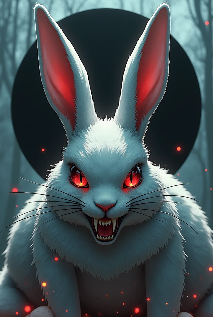 ((high quality)), ((masterpiece)), 8k, anime, black circle, rabbit, big teeth, (3307px x 4252px)