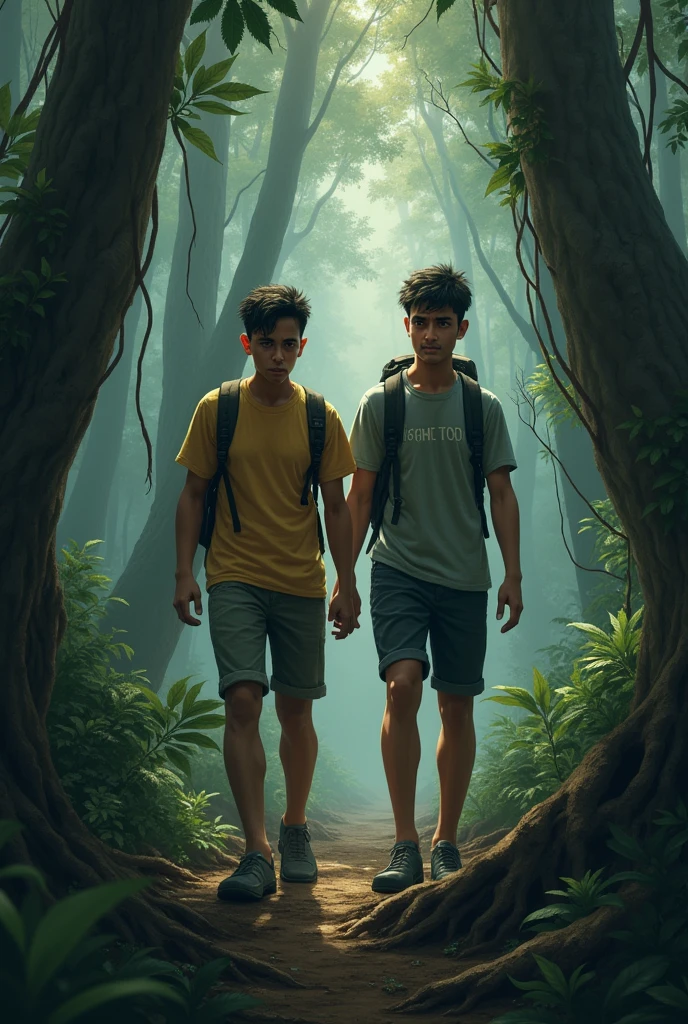 Many times, they were afraid of losing their way, but remembering Priyanka's words, they supported each other.
"Meghraj and Tanishk looking worried in the forest but encouraging each other, with Priyanka's advice in the background."