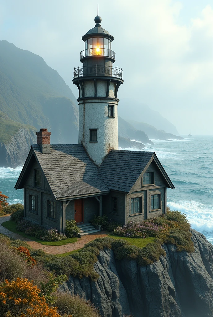 Lighthouse combined with a house, Coastal