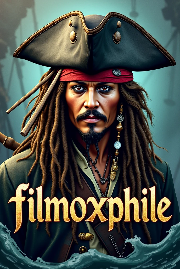 Movie poster of Pilates of the Caribbean, starring Johnny Depp. <lora:Movie Poster:1> text logo "Pilates of the Caribbean"