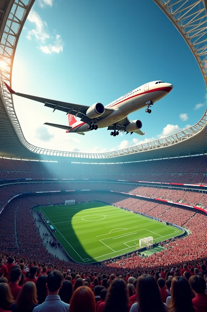Plane with football stadium 