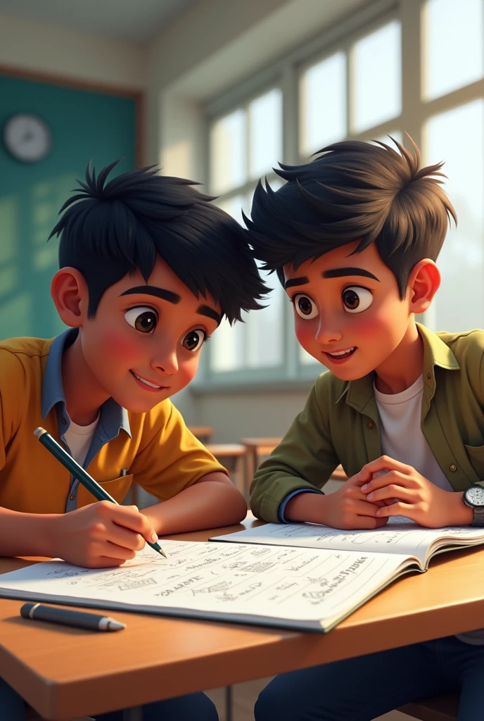 Meghraj solved the math problems, and Tanishk tackled the Hindi questions.
"Meghraj solving math problems and Tanishk solving Hindi questions, both working together to solve the puzzle."