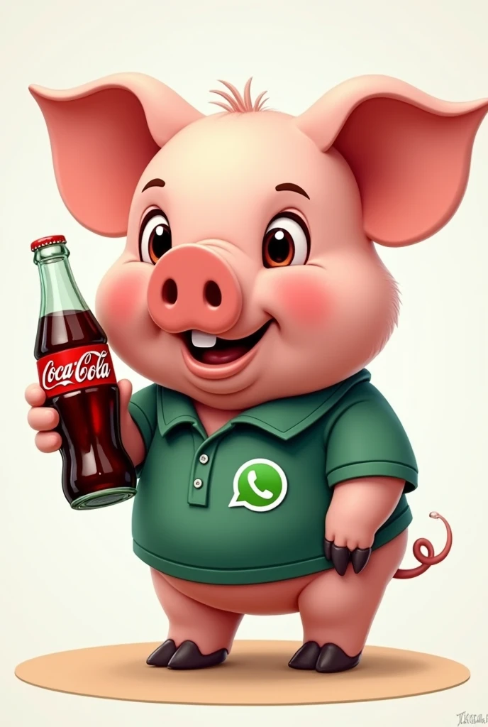 Profile icon of a WhatsApp employee pig holding a Coca-Cola