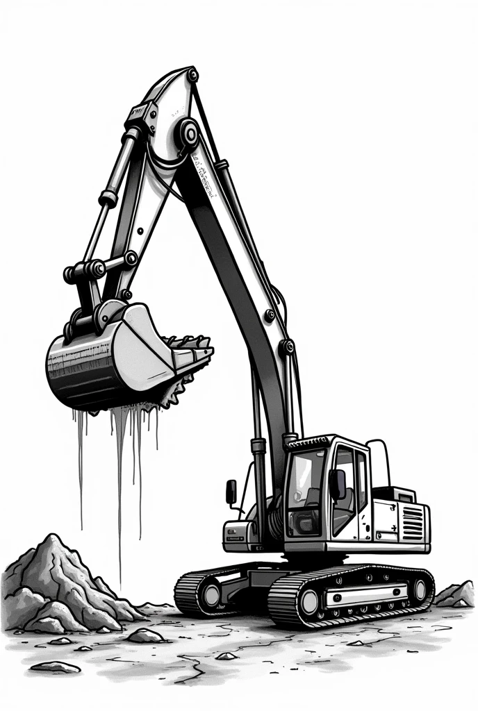 Doodle excavator lift pipe, black and white color