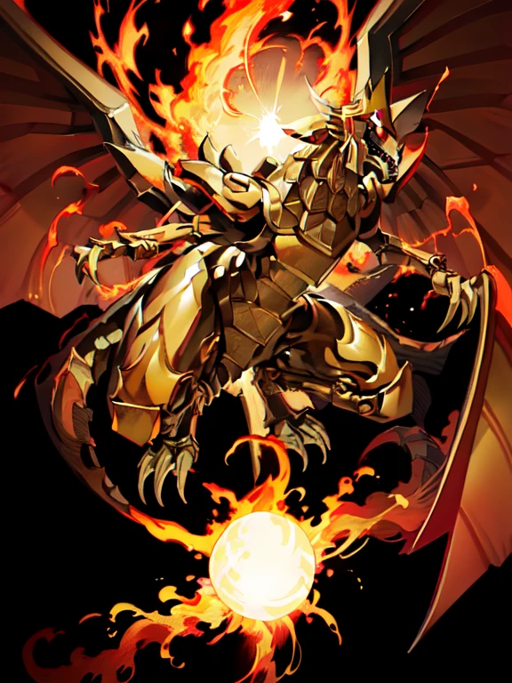 ((masterpiece, Highest quality, Super Definition, High resolution)),The Winged Dragon of Ra from Yu-Gi-Oh!,Burning Fire,Destroy the world with the power of the sun