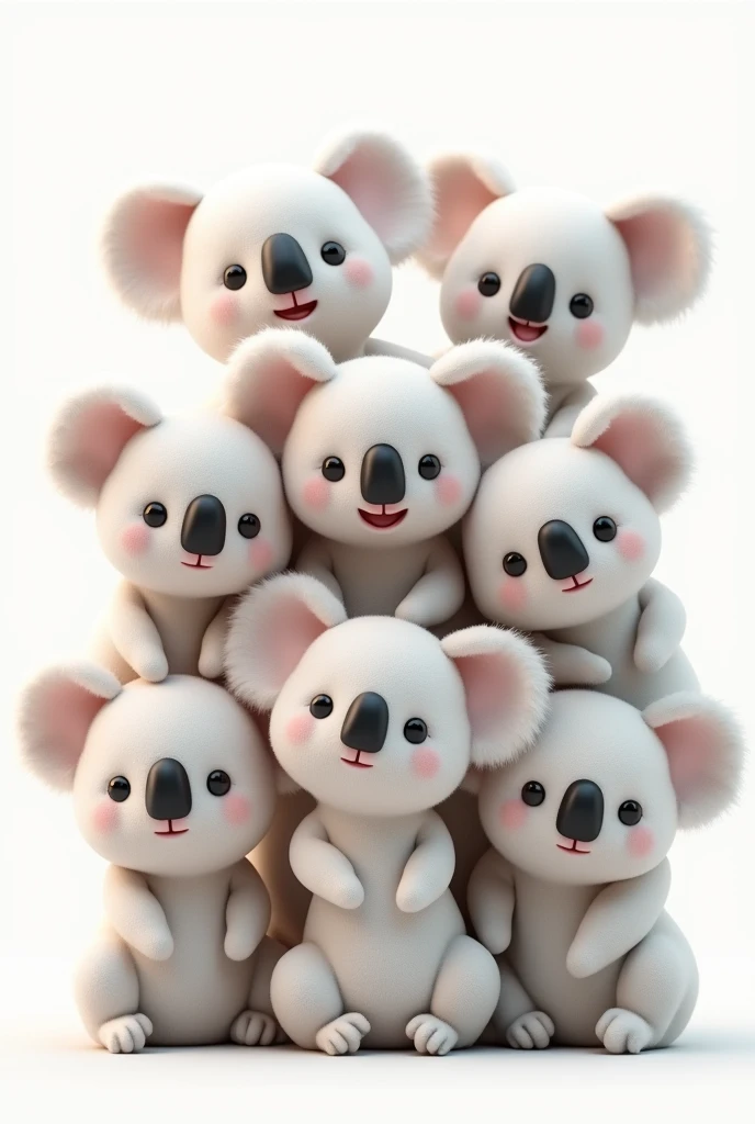 10 Koala fofinhos 3d super realistas with white background in clipart