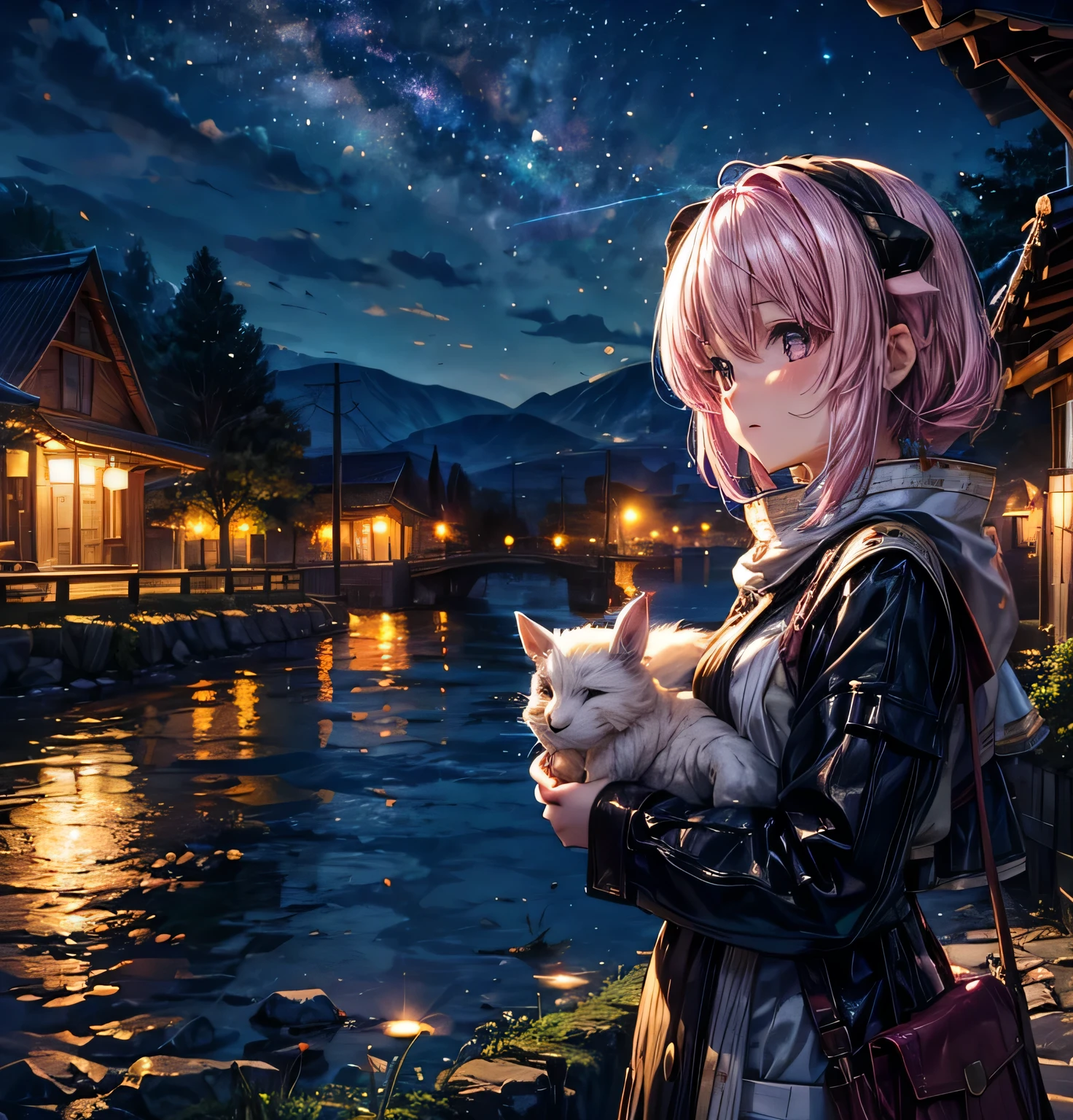 Night Song　Shepherd&#39;s purse　beautiful girl　Belly button exposed　Pink Hair