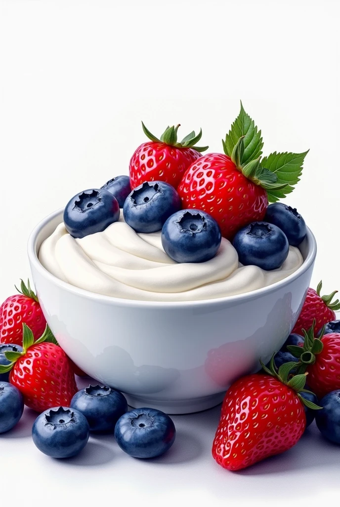 drawing of natural Greek yogurt with blueberries and red fruits