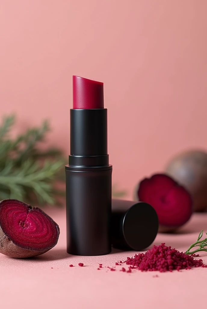 Create a flyer for a beetroot lip balm in a balm container.
