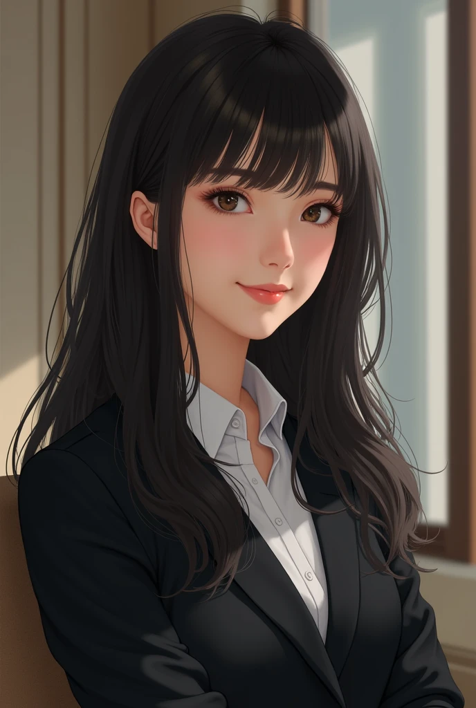Beautiful Secretary。Japanese。28 years old、Honesty、intellectual、smile、Black Hair、Straight hair、like、sexy、attractive、lure