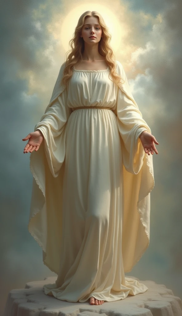 Full-length image of the gentle and beautiful Virgin Mary