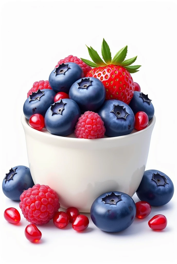 drawing of natural Greek yogurt with blueberries and red fruits