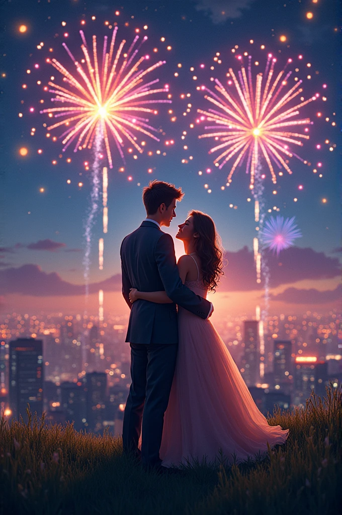 Couple watching fireworks