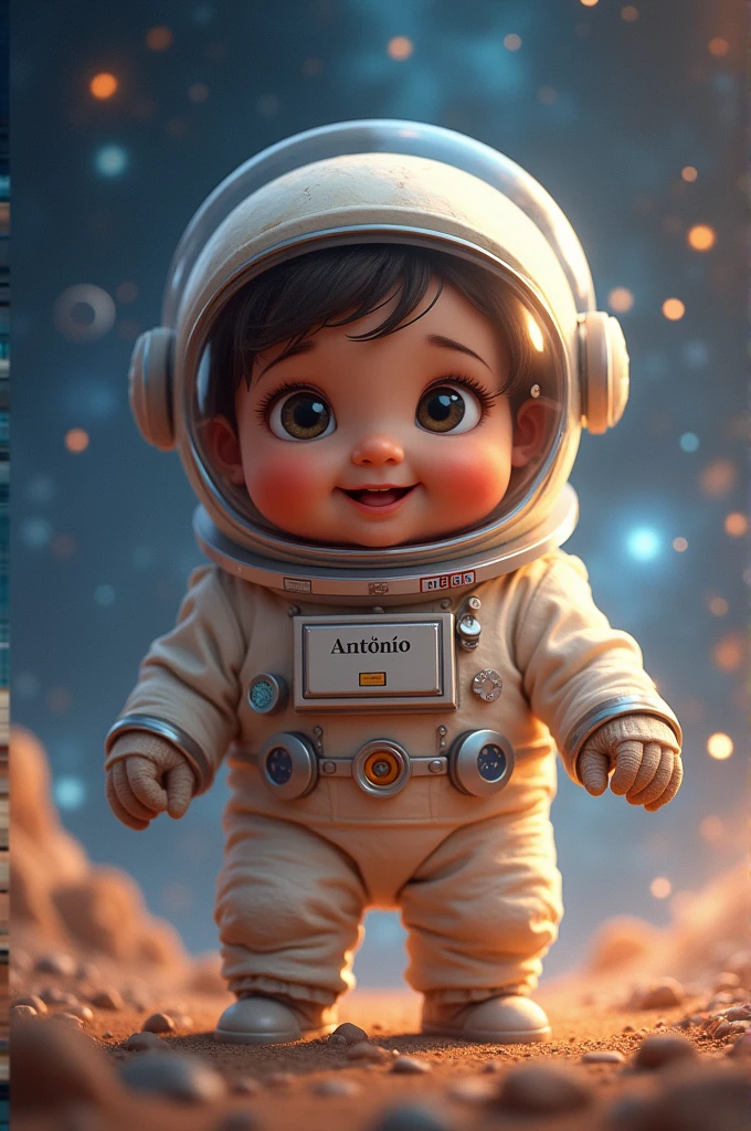 Baby Astronaut with writings: Antônio 1 year old
