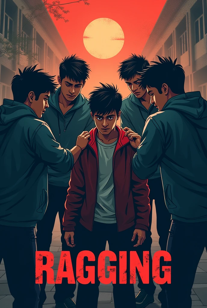 A poster designed for anti ragging where the student is being bullied