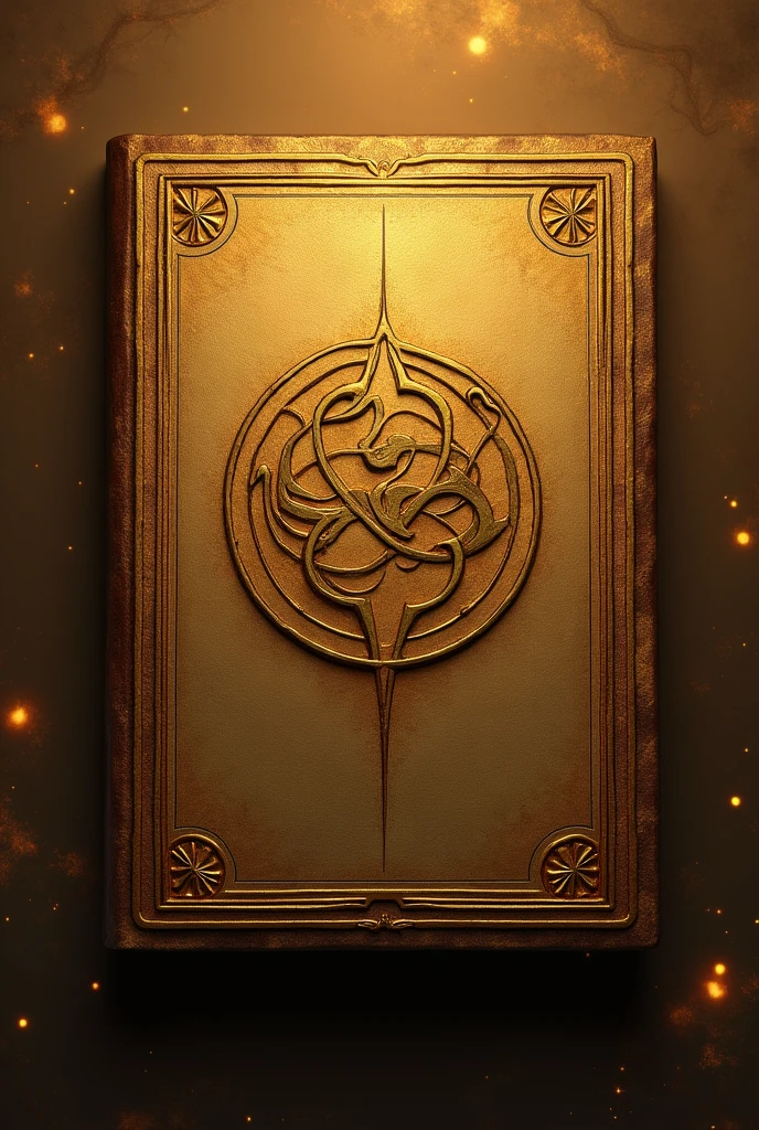 Fantasy background for golden brown book cover with telekinetic power symbol, with the edge having a gold-colored line at each corner