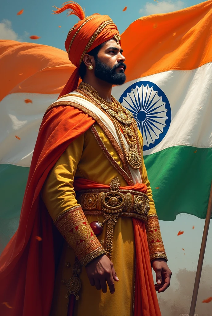 Tipu sultan with indian flag 15 August