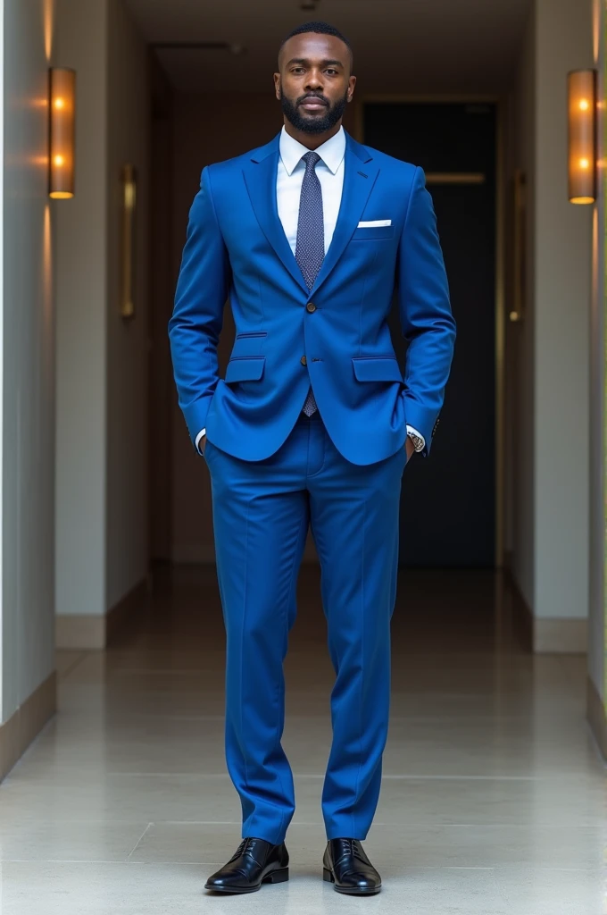 Black guy in a blue suite