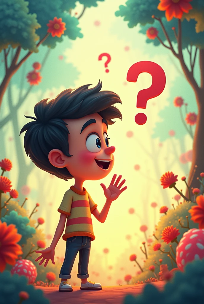 Generate an image of a person " asking and answering why" animated image other images