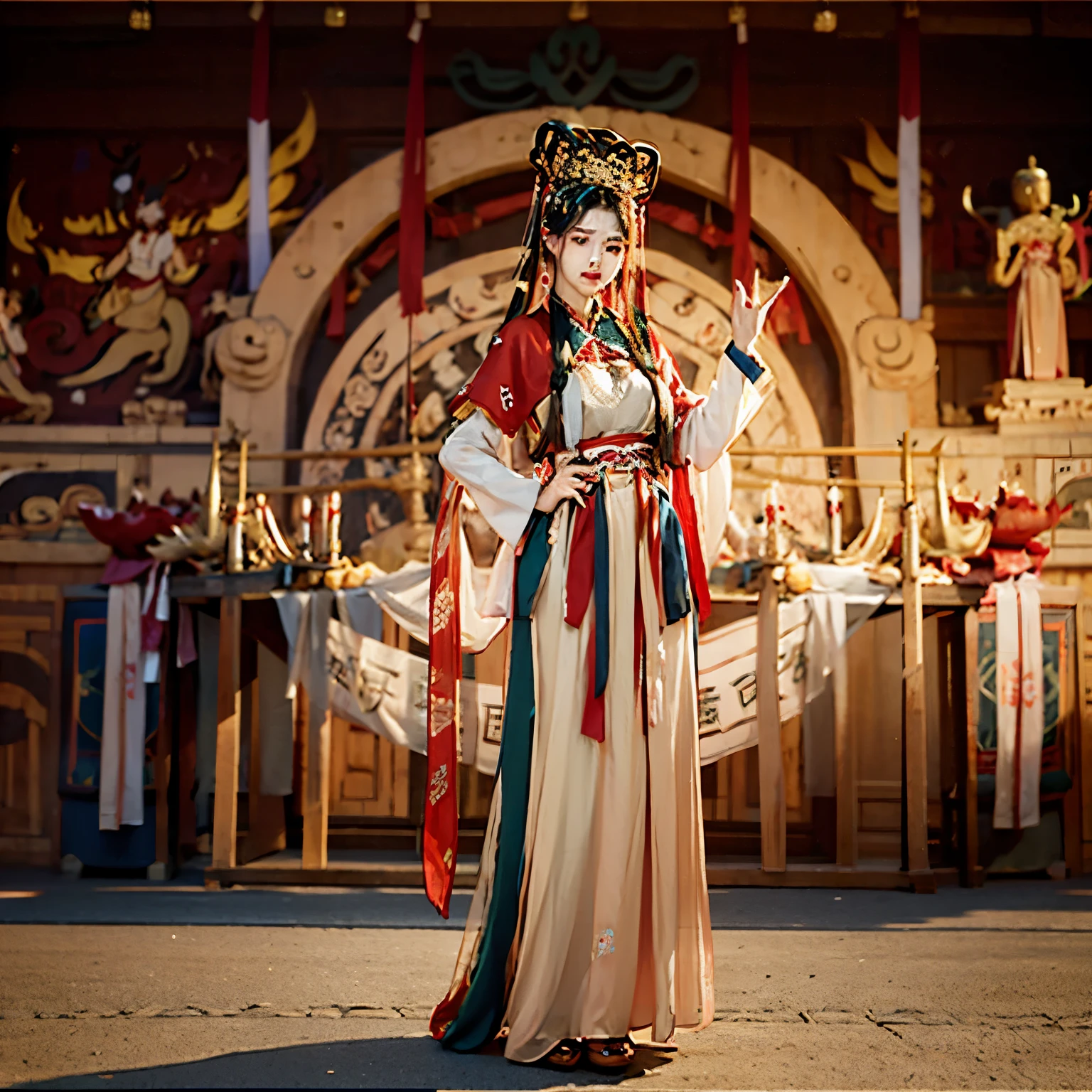 high resolution, Hanfu, beautiful girl, age 22, long hair, High quality, Chinese dress, full body, Antique dress, Hanfu Dress, Ming Dynasty Chinese Dress, Ming Dynasty, Folk Girl, in the city, Agasshi.