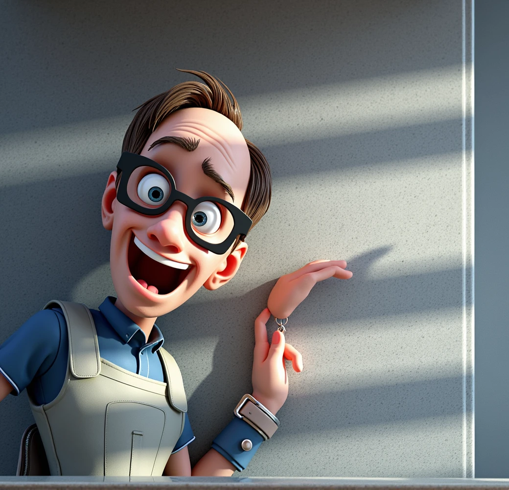 Cartoon character of a man in black glasses and blue shirt, animation character, stylized character, animation style rendering, 3d stylized, Arnold Maya rendering, Stylized 3D rendering, toon render screenshot, 3d character, 3d character, Stylized 3D rendering, 3D character rendering, cartoon character, Personagem de close up, character posing, (Pixar-style) (master part:1.2) (bokeh) (best qualityer) (skin detailed) (detailed texture) (8k) (Argilla) (cinematic lighting) (sharp focus