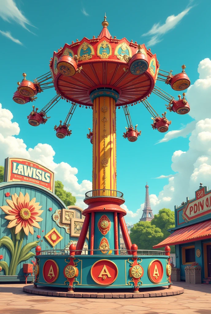 Can you make me an illustration of a tagada plan? It's urgent. More or less, just that it doesn't have chairs, and it only measures 8 meters. It is installed on a trailer or semi-trailer from 10 to 12 meters high, it has a total diameter of between 8 and 12 meters, while the diameter of the rotating platform is 7 meters with a capacity of up to 40 people.
I WANT A PLAN,
But it should be a tagadaaaa, and the image you generated isn't a tagada, the tagada is round and bounces with a mural of paint behind the rotating wheel, you understand me?