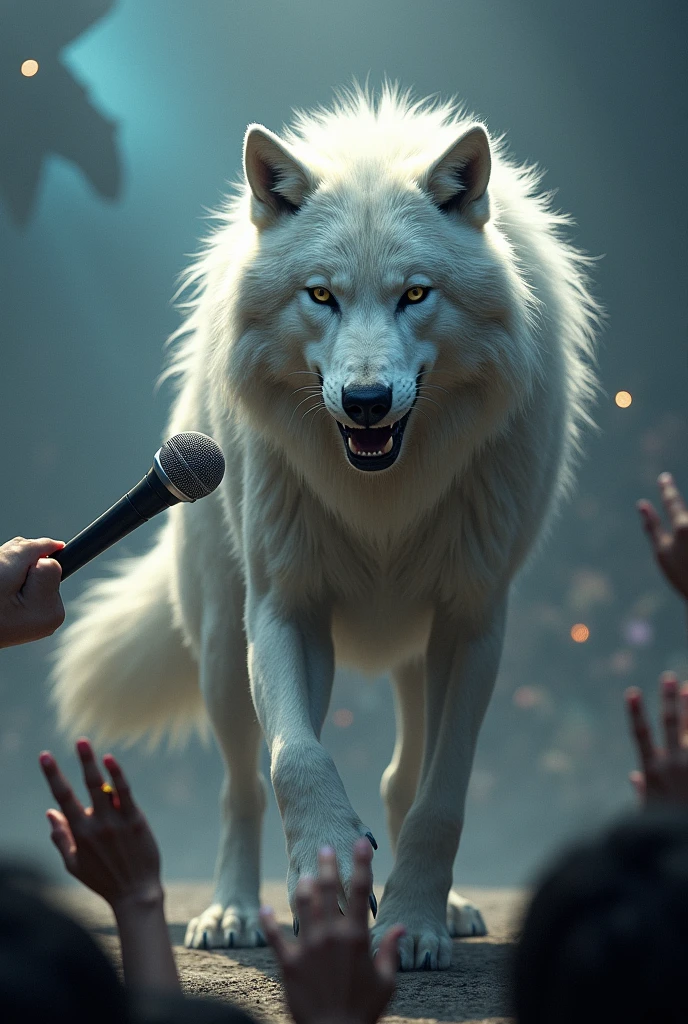 Wolf deflects a thrown microphone