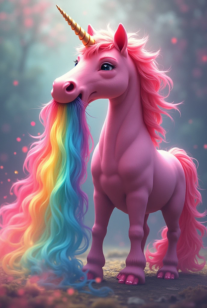 A drunken pink unicorn vomits a rainbow abstract high-resolution image