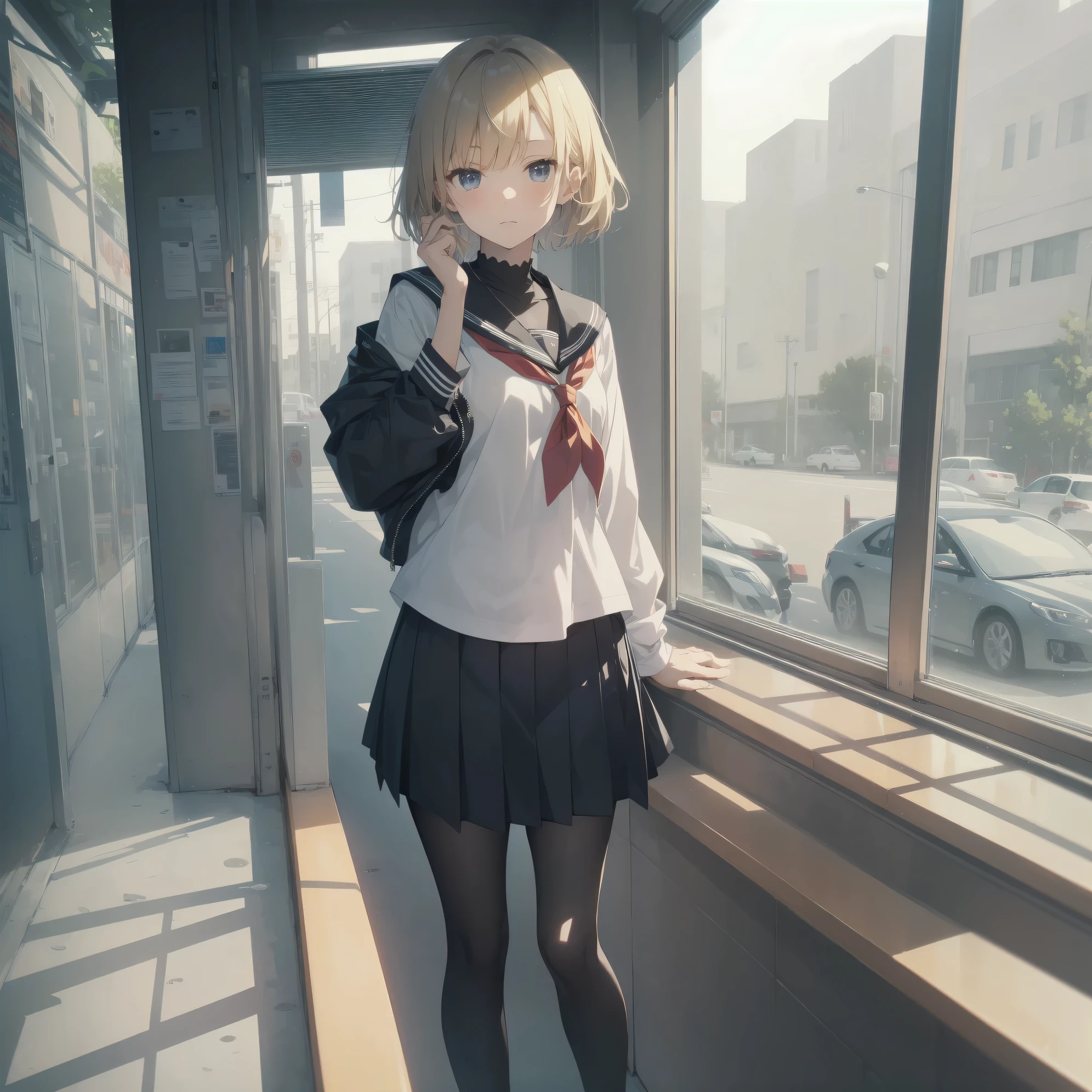 ultra-absurdres-Top quality by artist God, ultra-detailed, high resolution, anime moe artstyle, best anime 8k konachan wallpaper, pixiv contest winner, pool:2810, perfect anatomy,break, 1girl, (Please draw a girl walking sleepily to school alone. )break,(Solo,little female, 13-year-old:1.3),Full limbs, complete fingers,a junior high school student, (very short hair), short cut, flat chest, , small butt, small black eyes, beautiful detailed eyes, well-proportioned iris and pupils, expressive eyes, highres detailed hair, soft expression, salor school_uniform, sailor collar, serahuku, bow, pleated skirt,(Detailed Lighting), (Detailed background), in the School commute route. break,super detailed skin, Best cinematic lighting powered by famous artist, 8k,beauty illustration,photoshop_(medium),very aesthetic,break,((artist:creayus )), artist:clamp ,artist:carnelian ,artist:kantoku ,
