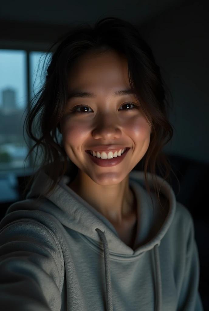 Selfie with iPhone 12 Pro、Beauty　smile、The face is slightly hidden