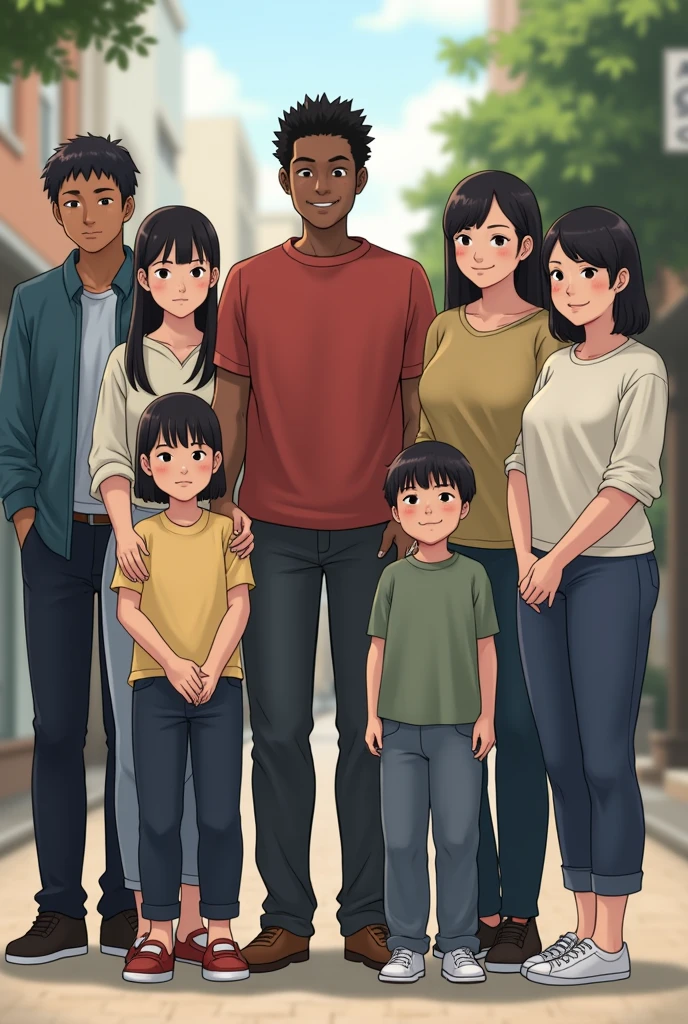 One black person one small Japanese person 3Japan people 一Japan peopleの two fat Japanese people