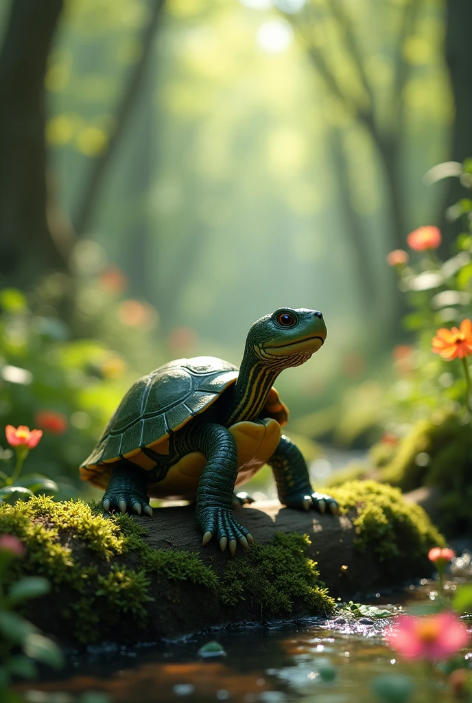 Turtle with a cast on its foot