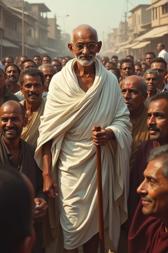 Mahatma Gandhi with his fans
