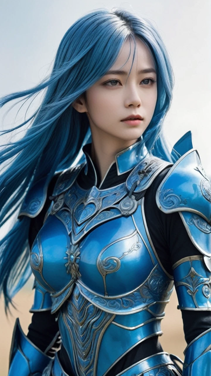 top-quality, masterpiece, A high resolution, ((Mystical expression)), a female humanoid with full body suit, clothing, polite Metal armor, Blue-siver Dragon Armor ornament, ((long with bang Hairstyles 1.6), (Wearing a beautiful crown made of jewels), (wearing lace veils), (Photorealsitic:1.4), Raw photo, 1人, ((((beauty hair)))), ((Floral hair ornament))), glowy skin, (((Japan Dragon))),(Gorgeous Jewelry Necklaces, Natural remainystical expression),(Full Body Angle),(Fight big dragons), With a beautiful knife、(((Mansuji))), (beautiful forest background), (((Precipitous cliffs))), (Castle background), ((super realistic details)), portlate, globalillumination, Shadow, octan render, (One-Eyed Scouter), 8K, ultrasharp, metals, Details of complex ornaments, Japan details, highly intricate detail, Realistic light, CGSoation Trends, Blue eyes, radiant eyes, Facing the camera, Precipitous cliffs, Toostock,(Full Body Angle), figure to View
