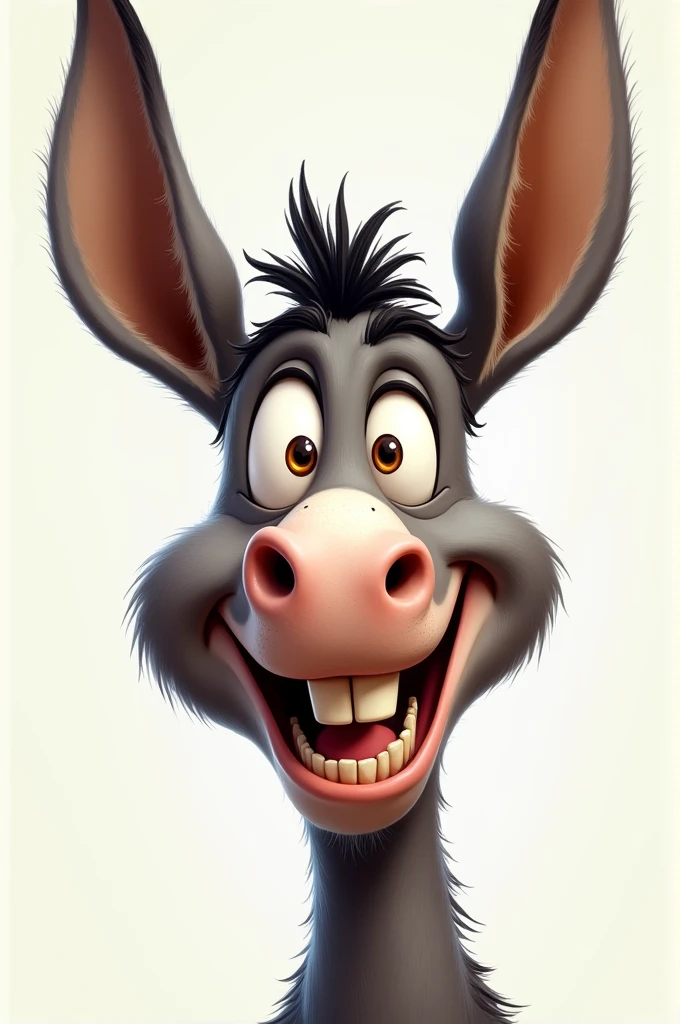 Profile caricature of a donkey laughing